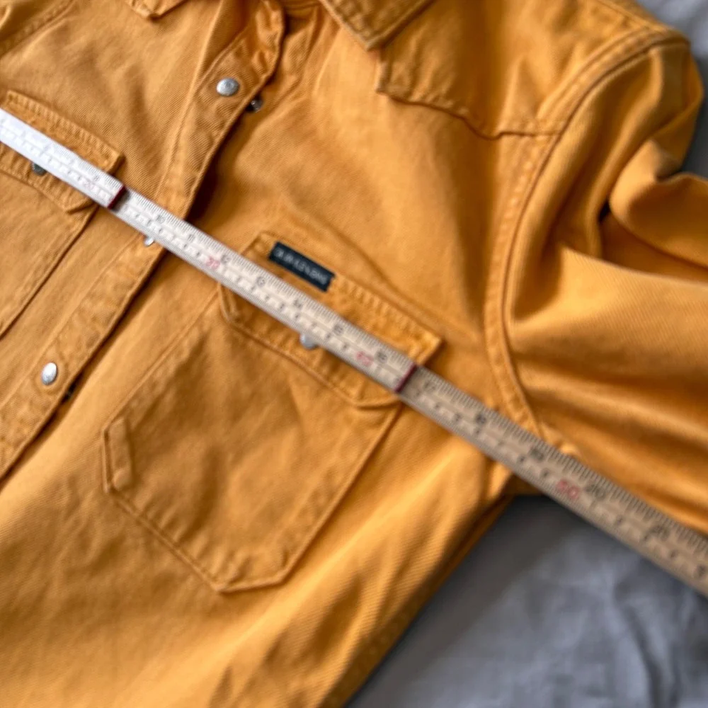 Calvin Klein Jeans Western Shirt Women Medium Yellow Excellent Snap Front Denim
